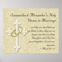 Anéis dourados com cruz, amor cristão elegante posters