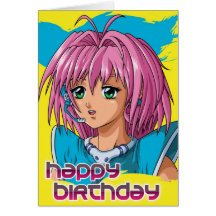 Aniversário da menina do Anime Cartao