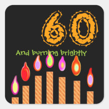 Aniversário das velas do ouro 60th - queimando-se  adesivos