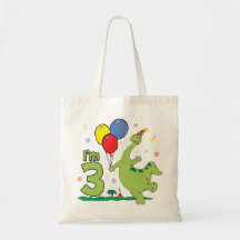 Aniversário de 3 anos de Dino Bolsas De Lona