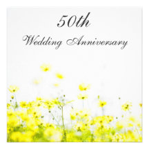 Aniversário de casamento amarelo elegante dos Wild Convite