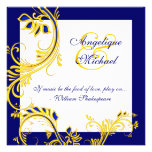 Aniversário de casamento branco amarelo azul elega convites
