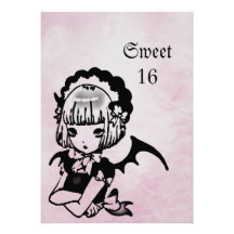 Aniversário do doce 16 da fantasia do gótico da me convites personalizado