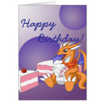 Aniversário do dragão com o cartão do bolo da mora