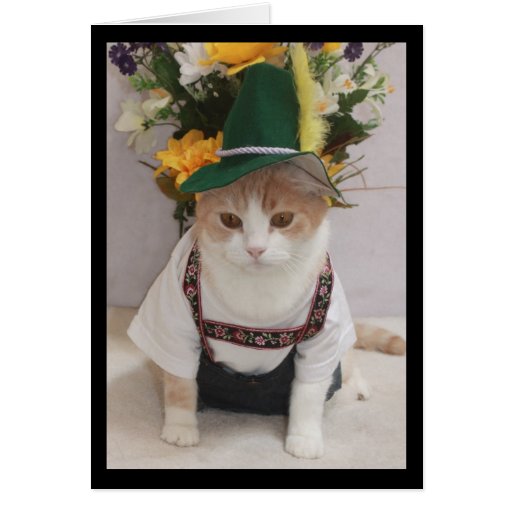 Aniversário engraçado do alemão do gato cartão