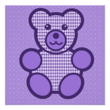 Aniversário roxo do urso de ursinho da xadrez convite personalizados