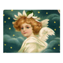 Anjo angélico do Natal do Victorian do vintage, es Cartões Postais