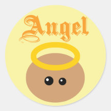 Anjo bonito adesivo em formato redondo