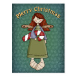Anjo do Natal com bastão de doces Cartoes Postais