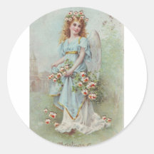 Anjo do natal vintage adesivo redondo
