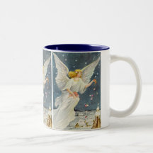 Anjo do Victorian do natal vintage com rosas das e Canecas