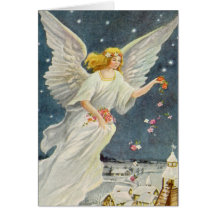 Anjo do Victorian do natal vintage com rosas das e Cartao