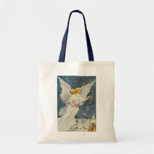 Anjo do Victorian do natal vintage com rosas das e Bolsa De Lona