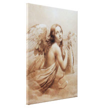 ANJO QUE JOGA LYRA SOBRE AS NUVENS IMPRESSÃO DE CANVAS ENVOLVIDA