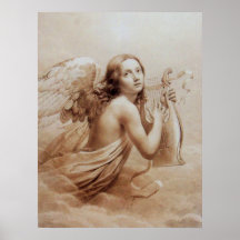 ANJO QUE JOGA LYRA SOBRE AS NUVENS POSTER