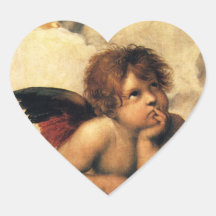 Anjos de Sistine Madonna por Raphael Raffaello Adesivos Em Forma De Corações