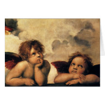 Anjos de Sistine Madonna por Raphael Sanzio Cartão