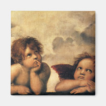 Anjos de Sistine Madonna por Raphael Sanzio Imã De Refrigerador