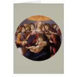 Anjos de w de Madonna e da criança, Botticelli, Na Cartoes