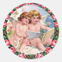 Anjos do dia dos namorados do vintage adesivos em formato redondos