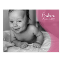Anúncio cor-de-rosa do nascimento da foto da ondin cartoes postais
