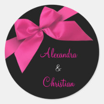 Anúncio cor-de-rosa RSVP do convite do casamento d Adesivos Em Formato Redondos
