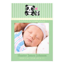 Anúncio do nascimento da panda - Gren Convite Personalizado