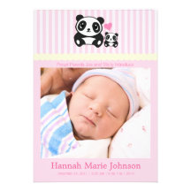 Anúncio do nascimento da panda - rosa convites