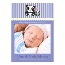 Anúncio do nascimento da panda - roxo convites