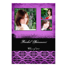Anúncio roxo da graduação do damasco do Grunge Convite Personalizados