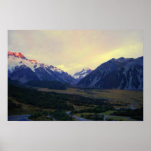 Aoraki/cozinheiro da montagem, Nova Zelândia, no n Poster