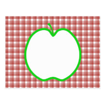Apple verde com teste padrão vermelho e branco da  cartões postais