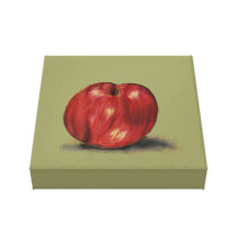 Apple vermelho escuro feito em lápis coloridos impressão de canvas esticada