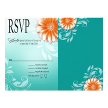 Aqua alaranjado RSVP da margarida do Gerbera Convite
