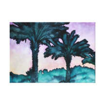 aqua cor-de-rosa roxo da arte abstracta moderna da impressão de canvas esticadas