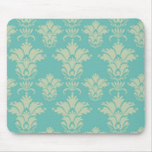 aqua e cor damasco bonita prudente mouse pads