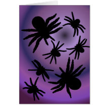 Aranhas no fundo roxo cartao