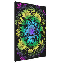 Arco-íris floral do art deco impressão em tela canvas