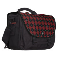 Argyle vermelho e preto com detalhe do osso bolsas para computadores portáteis