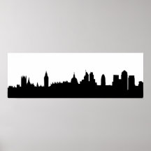 Arquitectura da cidade da silhueta da skyline de L Impressão