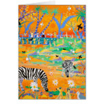 Art Card: Stripy Safari Sunset at the Zoo. Zebras. postais