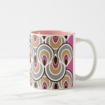 Art deco Groovy/rosa retro & cinza do design Canecas