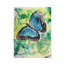 arte abstracta do verde azul de borboleta de monar impressão de canvas esticada