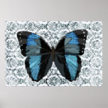Arte azul da borboleta de Boho Pôsteres