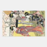 Arte clássica japonesa oriental legal da senhora d adesivos em forma retangular