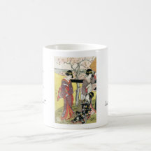 Arte clássica japonesa oriental legal da senhora d caneca