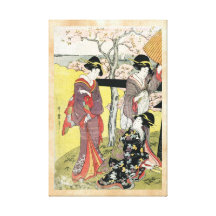Arte clássica japonesa oriental legal da senhora d impressão de canvas envolvida