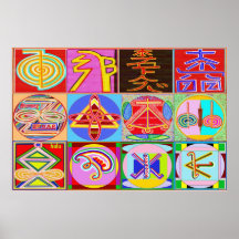 Arte cura pura de REIKI - 12 símbolos Posteres