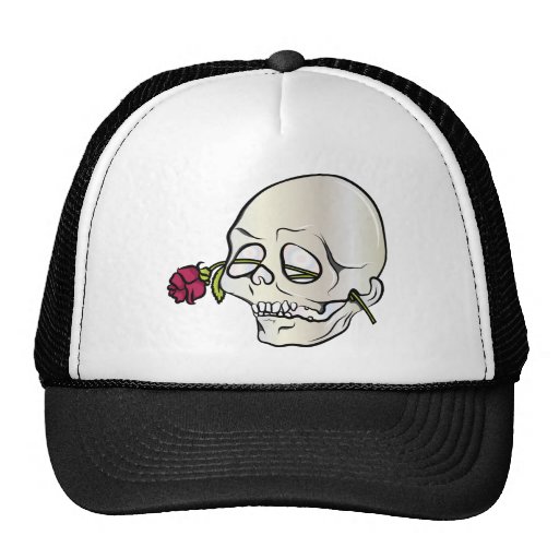 Arte da fantasia do crânio do tatuagem da rosa ver bonés