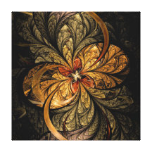 Arte de brilho do Fractal das folhas Impressão De Canvas Esticada